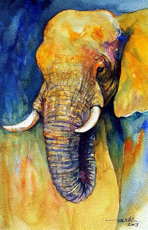 Animal Painting Original Watercolor Elephant Animal Art Animal