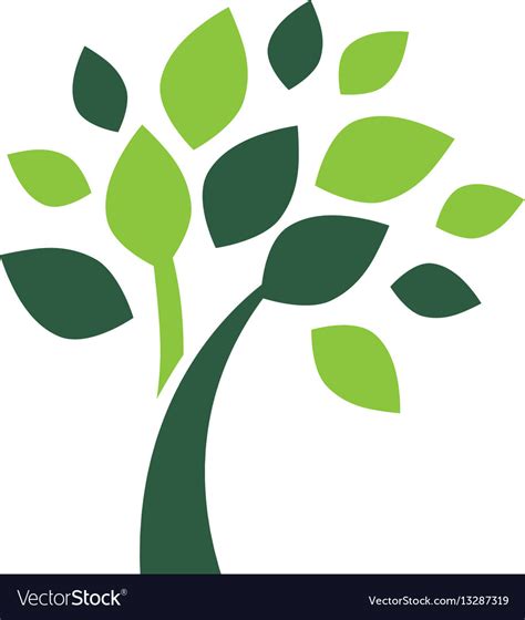 Minimalist Green Tree Logo Symbol Royalty Free Vector Image