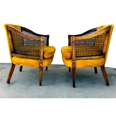 Three colors barrel chair living room chair with nailheads and solid wood legs pu leather dining room 10 pcs m8 barrel bolts cross dowel slotted furniture nut for beds crib chairs. Vintage Gold Sam Moore Cane Barrel Chairs - Pair | Chairish