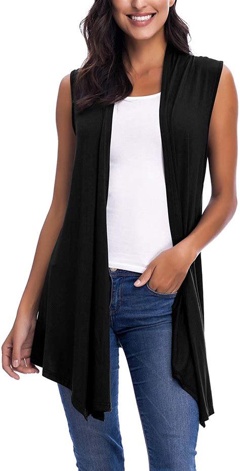 Womens Sleeveless Asymmetric Cardigan Vest Solid Open Front Draped Ebay