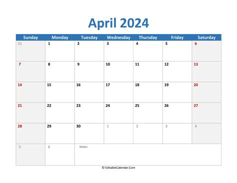 April Printable Calendar With Holidays