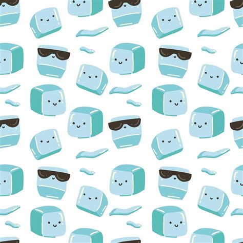Premium Vector Cute Ice Cubes Doodle Seamless Pattern