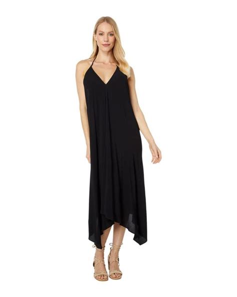 Bobi Los Angeles Synthetic Low Back Halter Luxe Crepe Dress In Black Lyst