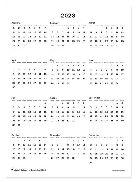 2023 Year Calendar Yearly Printable Yearly Calendar 2023 Free