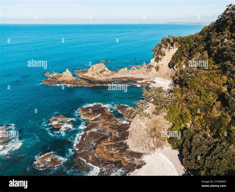 Drone Photo Above Ohope Beach In New Zealand Showing Beaches Different