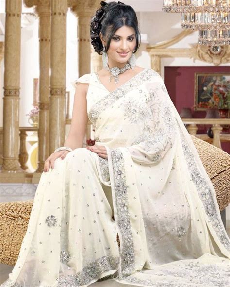 White Wedding Saree Bridal Collection Saree Collection Indian Bridal