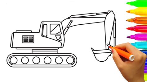 How To Draw Excavator Truck Coloring Pages Learn Colors