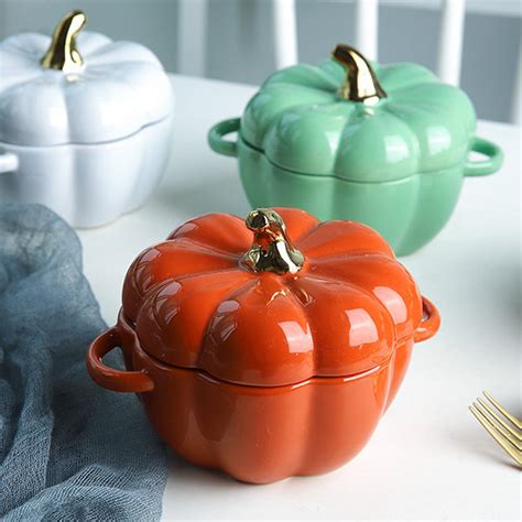 Pumpkin Shaped Ceramic Bowl And Lid Apollobox