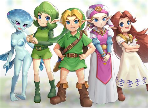 Link Princess Zelda Young Link Saria Malon And 3 More The Legend