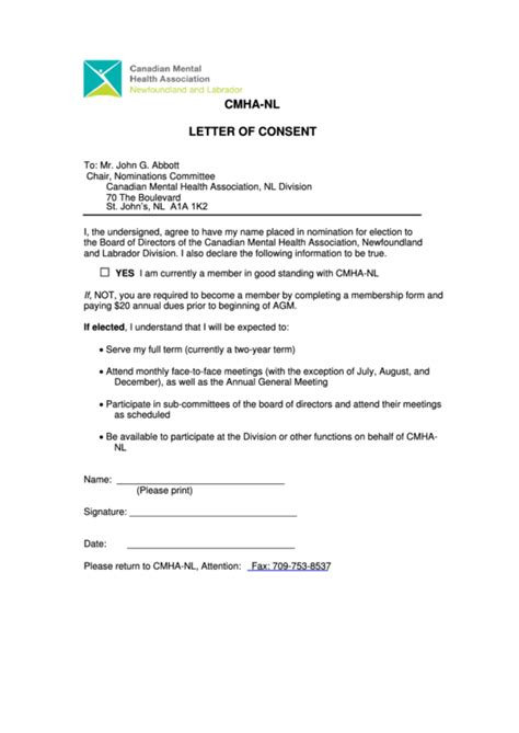 Sample Letter Of Consent Template Printable Pdf Download