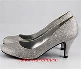 Silver Glitter Low Heels Pictures