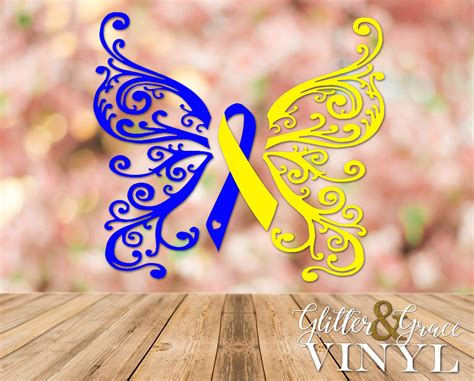 Down Syndrome Butterfly Ribbon Decal Down Syndrome Awareness | Down syndrome tattoo, Down 