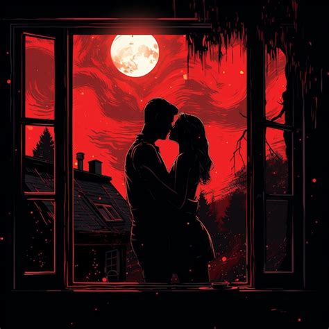 Premium Photo A Man And Woman Kissing In Front Of A Window