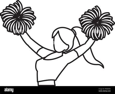 Cheerleader Avec Pompons Sur Fond Blanc Vector Illustration Image Vectorielle Stock Alamy