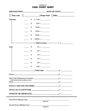 Cash Drawer Count Sheet Fill Online Printable Fillable Blank