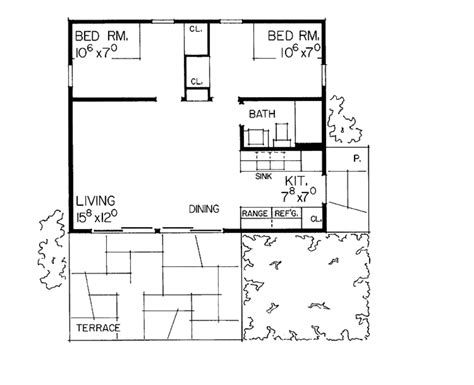 Country Style House Plan 2 Beds 1 Baths 480 Sqft Plan 72 543