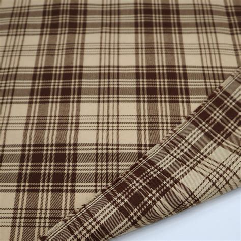 Classic Brown Plaid Cotton Fabric Check Cotton Fabric Brown Etsy