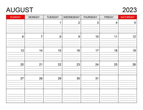 August 2023 Printable Monthly Calendar August 2023 Calendar Free