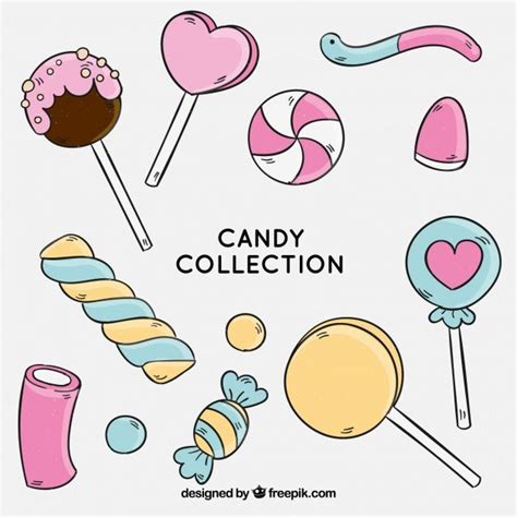 Colorful Candies Collection In Hand Draw Free Vector Freepik