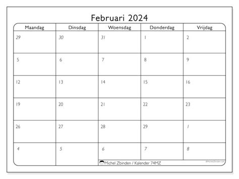 Kalender Februari 2024 74 Michel Zbinden Nl