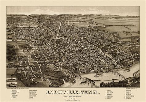 Antique Map Of Knoxville Tennessee By H Wellge 1886 Drawing By Blue