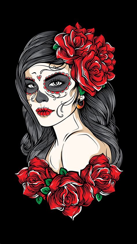 2k Free Download Sugar Skull In Red Kiss Bonito Beauty Black