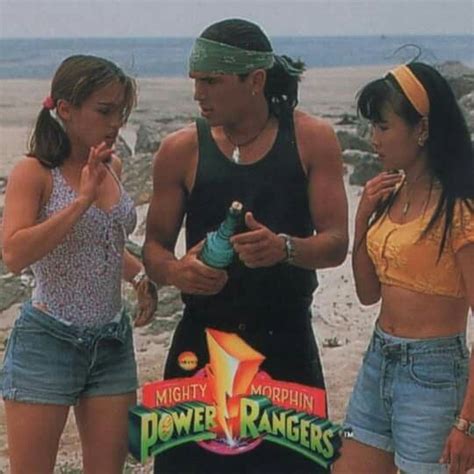 Kimberly Pink Ranger Tommy Green Ranger And Trini Yellow Ranger On The Set Of Mmpr In 1993