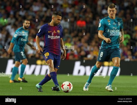 Jordi Alba In Action During Supercopa De Espaa Game 1 Between FC