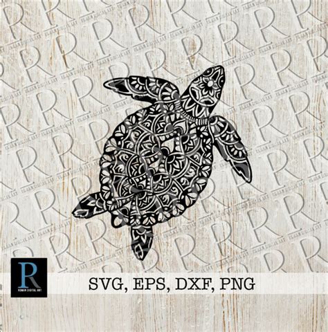 Sea Turtle Mandala Svg File Zentangle Sea Turtle Svg File Etsy