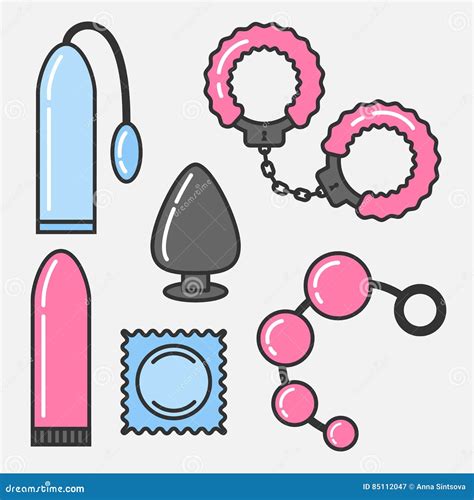 Vector Set Of Sex Toys In The Linear Flat Style Stock Vector Free