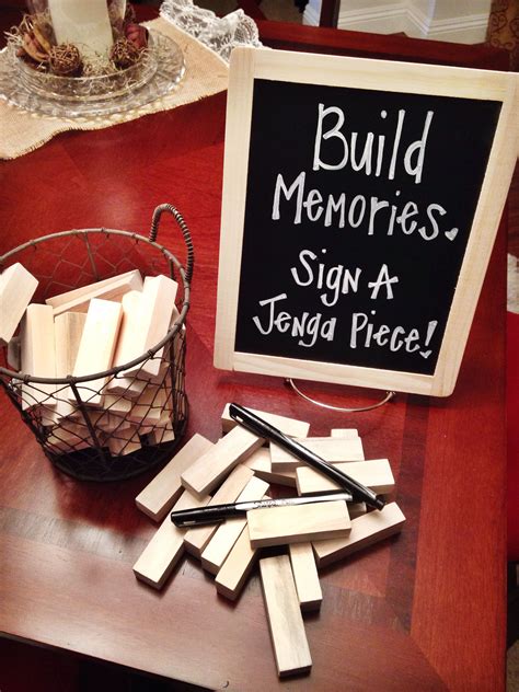 Choose a stainless steel credit card bottle opener the cleanly slips into his wallet for a great, and budget friendly, wedding gift for him. Sign in Jenga game for my best friends bridal shower ...