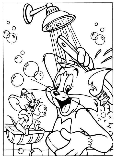 Tom Et Jerry Sous La Douche Coloriage Gratuit Tom Et Jerry à Imprimer