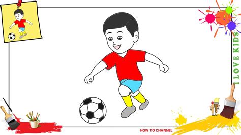 Kicking Sketch Boy Playing Football Drawing Drawing Of Soccer Players