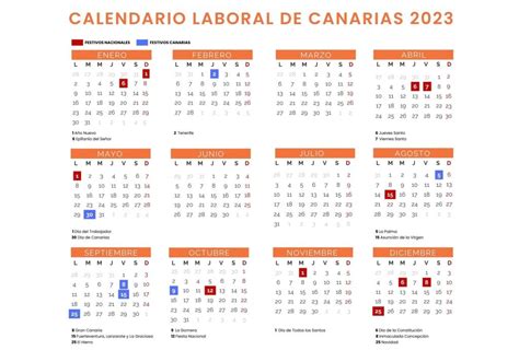 Calendario Laboral En Canarias 2023 Los Días Festivos Del Año