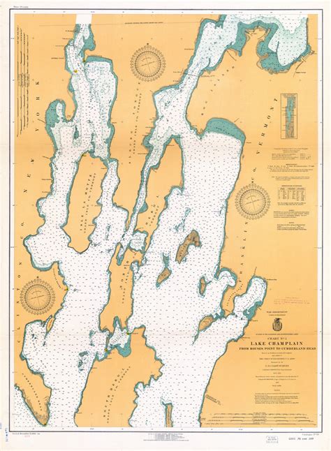 Nautical Map Of Lake Champlain New York Etsy