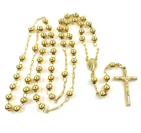 Buy 10k Yellow Gold Smooth Bead Rosary Chain 26 Inch 6mm Online At So