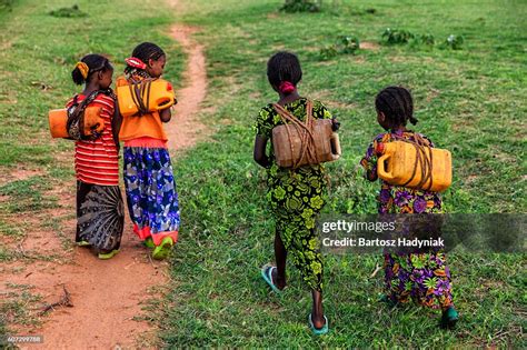 African Girls Carrying Water From The Well Ethiopia Africa High Res