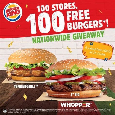 Burger King Free Burgers Giveaway Nationwide 18 January 2020