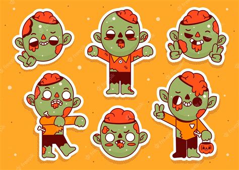 Free Vector Hand Drawn Flat Halloween Zombies Collection