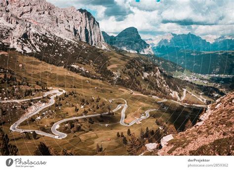 Alpine Road With Panoramic View In The Dolomites A Royalty Free Stock