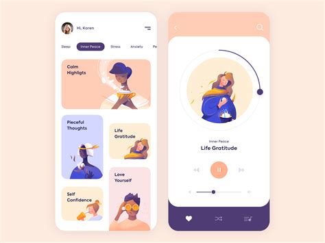 mobile app  mindfulness uiux design template