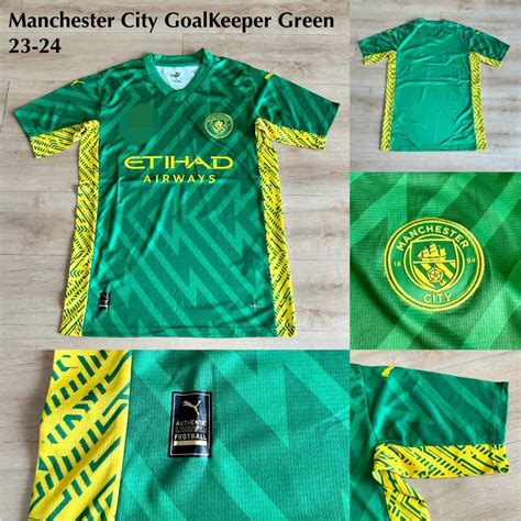 Manchester City Goalkeeper Green 2324 Jersey Mens Fashion
