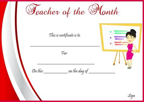 Teacher Of The Month Certificate Templates