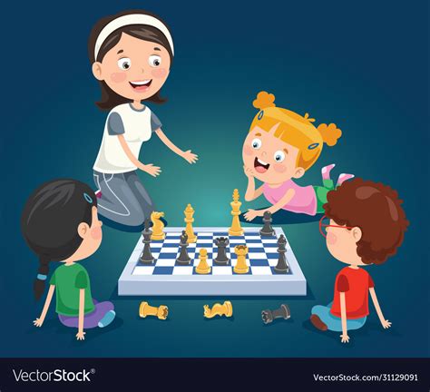 Cartoon Character Playing Chess Game Royalty Free Vector