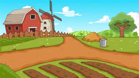 Farm Backyard Cartoon Background Vector Illustration Friendlystock