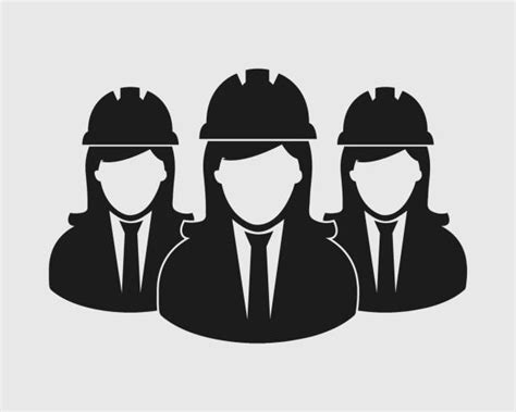 Engineer Management Team White Hat Vector Illustrations Royalty Free