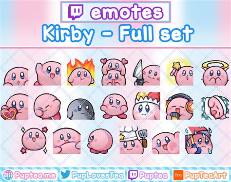 20x Cute Kirby Emotes Pack Pour Twitch Et Discord Ensemble Etsy France
