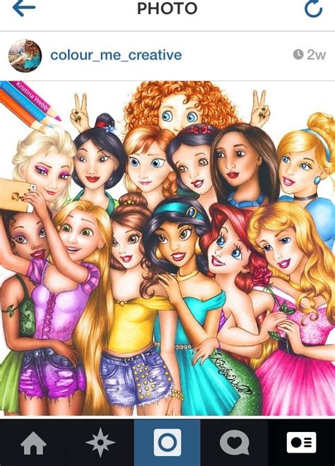 Princess Selfie By Colour Me Creative Disney Princess Modern Disney