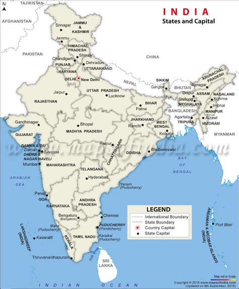 States And Capitals Map Of India India World Map India Map National