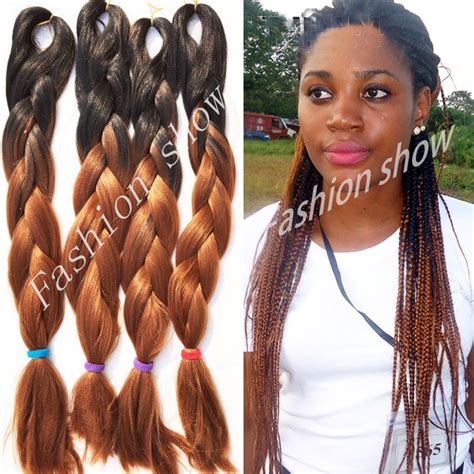 2016 Ombre Kanekalon Braiding Hair 24 Two Tone Black Brown Expression Hair Braids Synthetic